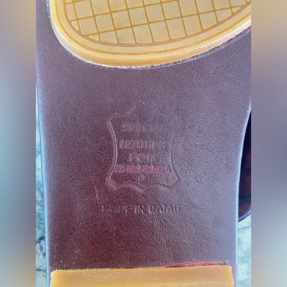 Farasha Burgundy Embossed Leather Slide SZ 12